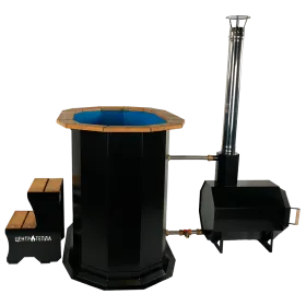 Чан Овальный 2-х местный (сталь нерж AISI 430/2 мм) в комплекте с печью и дымоходом