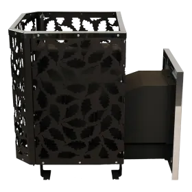 Банная печь Грация 15 с Сеткой ЛИСТ ДУБА Дверка со стеклом