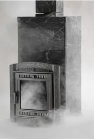 Чугунная банная печь Атмосфера XL в облицовке «Империя» Талькохлорит