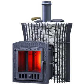 Чугунная банная печь AVANGARD ЗК 25 (П2) Ураган в сетке Тюльпан
