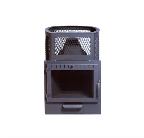 Чугунная банная печь Сибирь 20 панорамная дверца сетка Чугунная банная печь Сибирь 20 панорамная дверца сетка