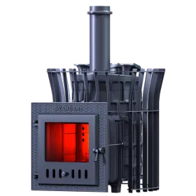 Чугунная банная печь AVANGARD ЗК 25 (М) Ураган в сетке Тюльпан
