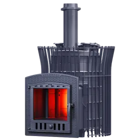 Чугунная банная печь AVANGARD ЗК 35 (П2) Ураган в сетке Тюльпан