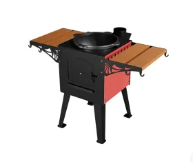 Печь под казан 22 литра 3 мм с полками из дерева