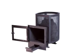 Чугунная банная печь Сибирь 24 панорамная дверца сетка Чугунная банная печь Сибирь 24 панорамная дверца сетка