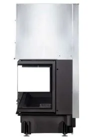 Каминная стальная топка ДЕЛЬТА 1200 B три стекла принтинг черный шамот