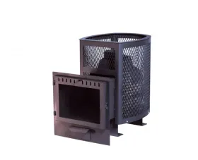 Чугунная банная печь Сибирь 24 панорамная дверца сетка Чугунная банная печь Сибирь 24 панорамная дверца сетка