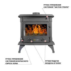 Чугунная печь-камин Везувий AST-13 Антрацит