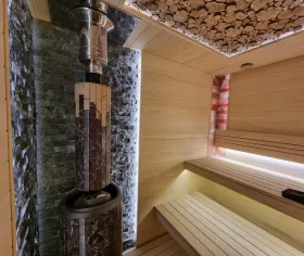 Чугунная банная печь Атмосфера XL ламели «Россо Леванто»