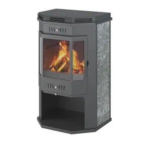 Печь-Камин ASTON 12кВт (200 м3) Призматик с плитой (Пироксенит Элит)
