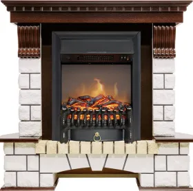 Каминокомплект Pierre Luxe угловой - Темный дуб / Белый с очагом Fobos FX M Black RC Каминокомплект Pierre Luxe угловой - Темный дуб / Белый с очагом Fobos FX M Black RC