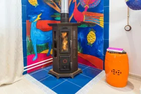 Печь-камин Статика Квинта, черная бронза