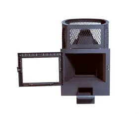 Чугунная банная печь Сибирь 20 панорамная дверца сетка Чугунная банная печь Сибирь 20 панорамная дверца сетка