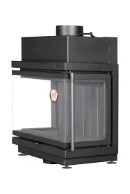 Каминная стальная топка Альфа 700 три стекла черный шамот подовая