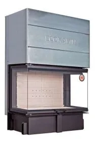 Каминная стальная топка ДЕЛЬТА 1000 P три стекла подовое горение принтинг