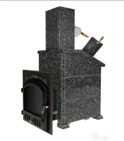 Премиальная банная печь Сибирь 40 ЗК дверка 700х700 в облицовке Президент пироксенит Премиальная банная печь Сибирь 40 ЗК дверка 700х700 в облицовке Президент пироксенит
