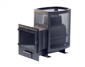 Чугунная банная печь Сибирь 22 панорамная дверца сетка Чугунная банная печь Сибирь 22 панорамная дверца сетка