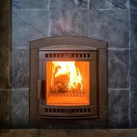 Чугунная банная печь Атмосфера XL ламели «Жадеит» наборный