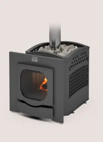 Чугунная банная печь Былина 12 Ч Панорама сетка