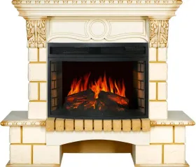 Каминокомплект Pierre Luxe угловой - Шампань / Слоновая кость с патиной с очагом Dioramic 25 LED FX Каминокомплект Pierre Luxe угловой - Шампань / Слоновая кость с патиной с очагом Dioramic 25 LED FX
