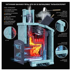 Чугунная банная печь GFS ЗК 45 Президент 1140/50 Талькохлорит