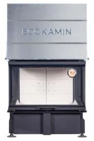 Каминная стальная топка ДЕЛЬТА 800 три стекла принтинг