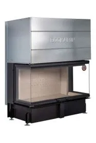 Каминная стальная топка ДЕЛЬТА 1200 три стекла принтинг