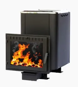 Чугунная банная печь Сибирь 18 панорамная дверца конвекционная Чугунная банная печь Сибирь 18 панорамная дверца конвекционная