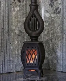 Чугунная печь-камин отопительно-варочная «Бахта» черная