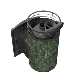 Чугунная банная печь Атмосфера L Змеевик ламель сетка с газовой горелкой