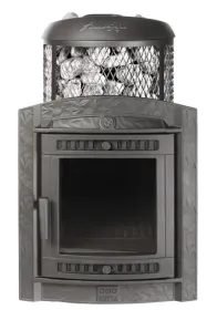 Чугунная банная печь Атмосфера L с комбинированной облицовкой «Россо Леванто»
