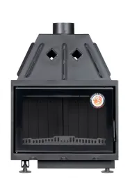 Каминная стальная топка Альфа 700-150 B принтинг черный шамот