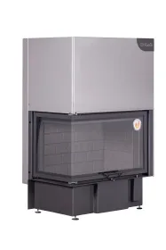 Каминная стальная топка ДЕЛЬТА 800 LB два стекла левая принтинг черный шамот