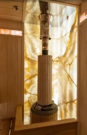 Чугунная банная печь Атмосфера L ламели «Окаменевшее дерево» наборные