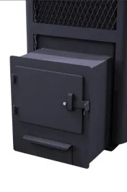 Стальная печь-камин банная "Копеечка" с ВТК (сетка высечка)