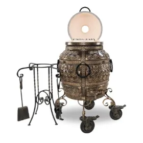 Керамический тандыр Шелковый Путь цвет Шоколадный, откидная крышка