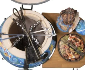 Керамический тандыр Морской Цвет Голубой с узором