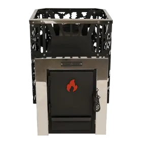 Банная печь Грация 15 с Сеткой ЛИСТ ДУБА