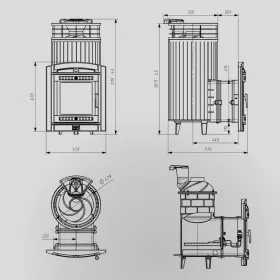 Чугунная банная печь Атмосфера XL Талькохлорит ламель+сетка с газовой горелкой