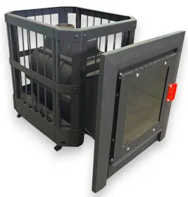 Банная печь чугунная ТПБ-2/2 Дверка Кижи со стеклом 28 куб.