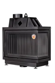 Каминная стальная топка Альфа 800 RB два стекла правая черный шамот