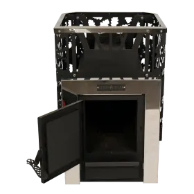 Банная печь Грация 15 с Сеткой ЛИСТ ДУБА