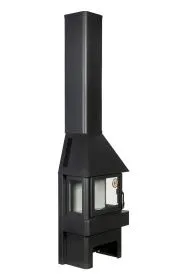 Печь-камин Бавария три стекла черный