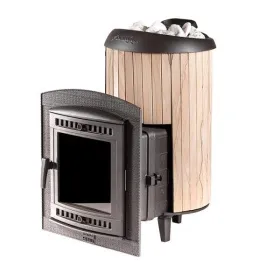 Чугунная банная печь Атмосфера L ламели «Окаменевшее дерево» наборные