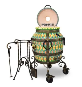Керамический тандыр Восточный  Цвет Зеленый с узором