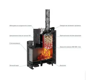 Чугунная банная печь Атмосфера XL в облицовке «Амфиболит»