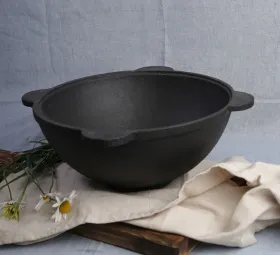 Чугунный узбекский казан 8 литров Плоское дно ф 350 мм Чугунный узбекский казан 8 литров Плоское дно ф 350 мм