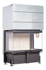 Каминная стальная топка ДЕЛЬТА 800 три стекла принтинг