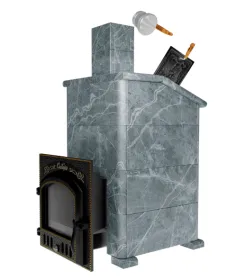 Премиальная банная печь Сибирь 40 ЗК дверка 545х545 в облицовке Президент талькомагнезит Премиальная банная печь Сибирь 40 ЗК дверка 545х545 в облицовке Президент талькомагнезит