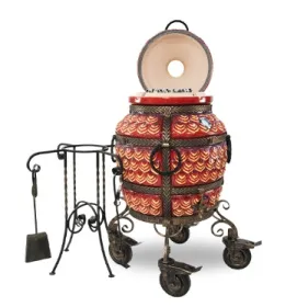 Керамический тандыр Шелковый Путь цвет Красный, откидная крышка